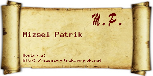 Mizsei Patrik névjegykártya